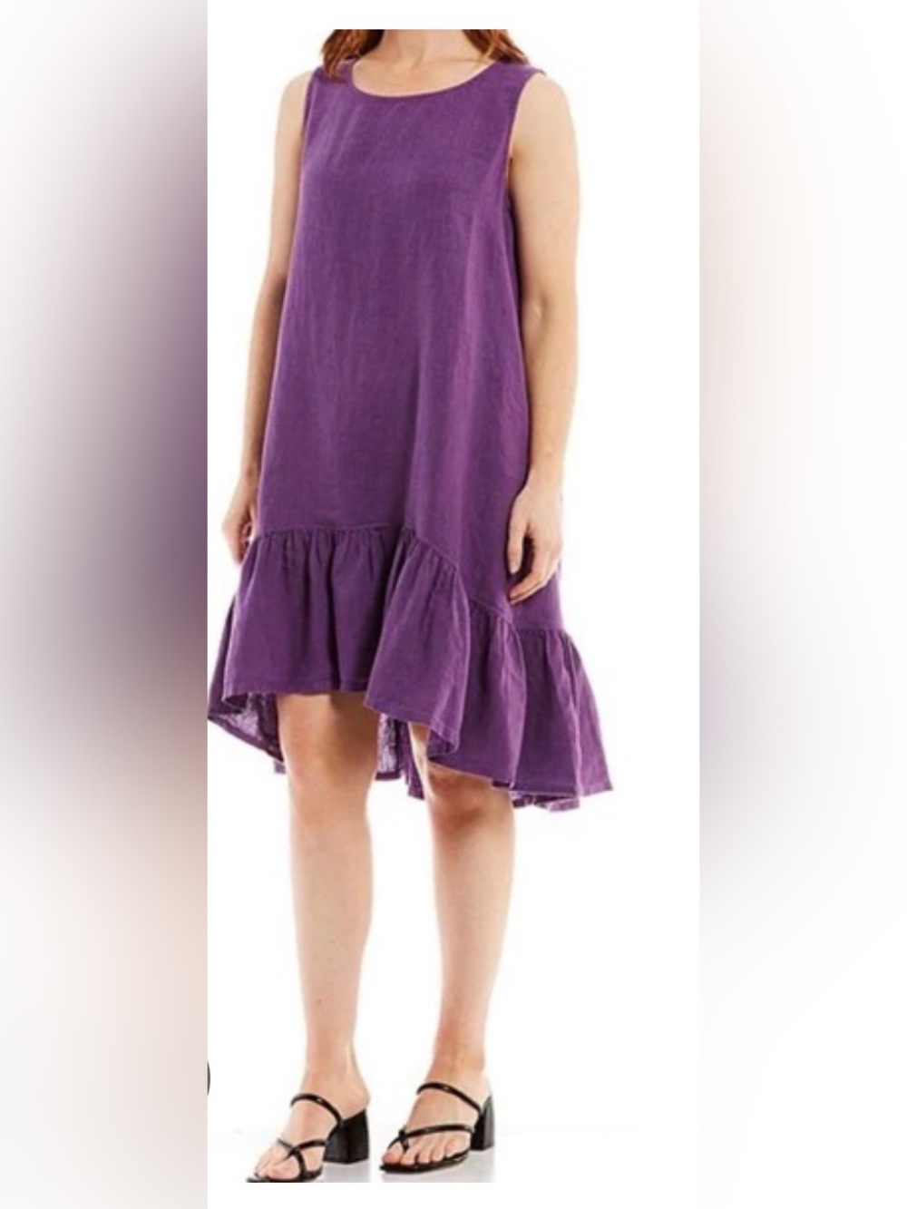 Bryn Walker Linen Gauze Ruffle Tank Top A-Line Dress - Picture 2 of 13